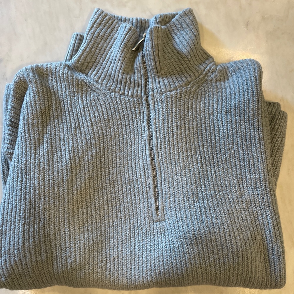 NWT Womens Half Zip Oversized Gray Sweater Size Large Tall
